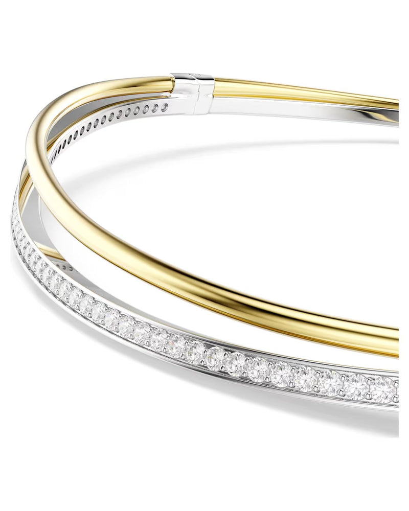 Hyperbola choker Round cut, White, Mixed metal finish
