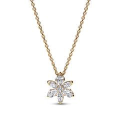 Herbarium cluster 14k gold-plated collier with clear cubic zirconia 362387C01-45