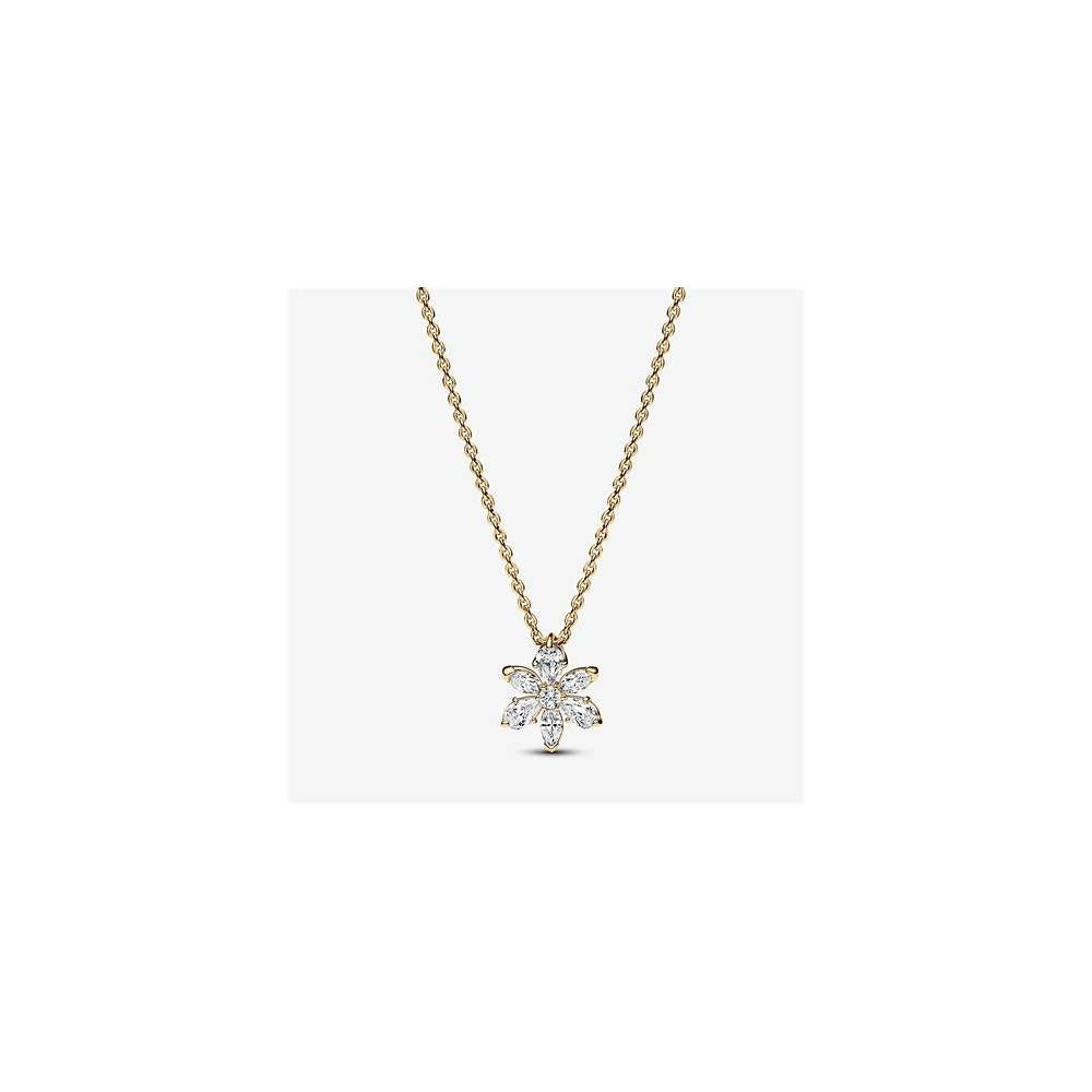 Herbarium cluster 14k gold-plated collier with clear cubic zirconia 362387C01-45 (High Resolution)