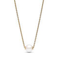 14k Gold-plated collier with white treated freshwater cultured pearl and clear cubic zirconia 363167C01-45