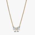 Bow 14k gold-plated collier with clear cubic zirconia 363508C01-45 (High Resolution)