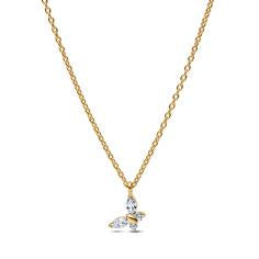 Butterfly 14k gold-plated collier with clear cubic zirconia 364267C01-45