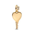 Engravable heart key 14k gold-plated pendant with