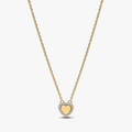 Engravable heart 14k gold-plated collier with clear CZ (High Resolution)