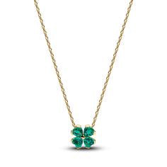 Clover 14k gold-plated collier with royal green cr 364502C01-45