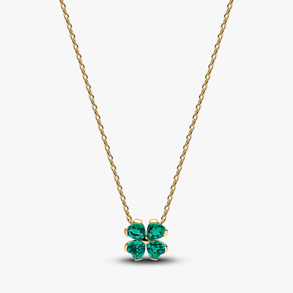 Clover 14k gold-plated collier with royal green cr 364502C01-45 (High Resolution)