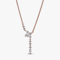 Herbarium cluster 14k rose gold-plated collier with clear cubic zirconia 382386C01-45 (High Resolution)