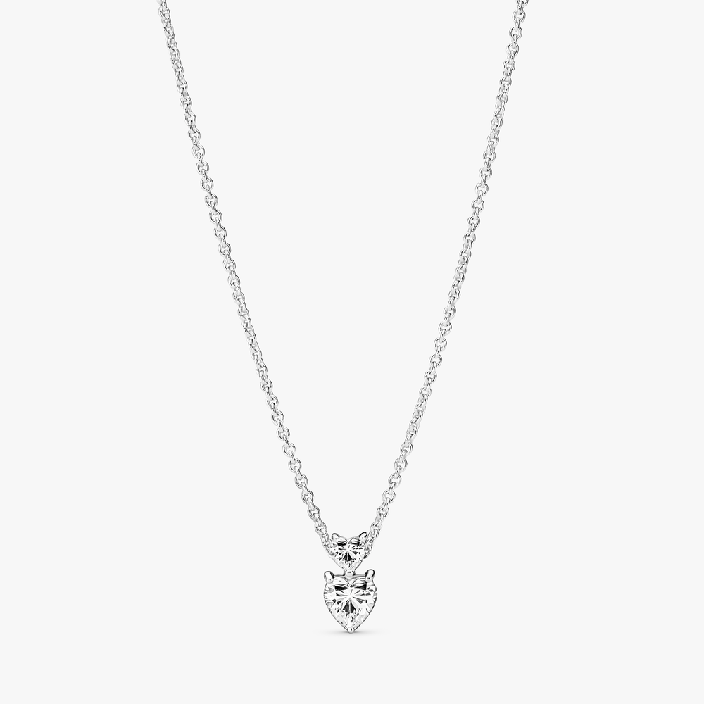 Heart sterling silver collier with clear cubic zirconia 391229C01-45 (High Resolution)