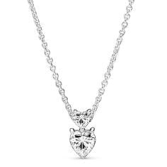 Heart sterling silver collier with clear cubic zirconia 391229C01-45