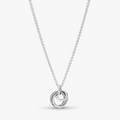 Encircled sterling silver necklace with clear cubic zirconia pendant 391455C01-60 (High Resolution)