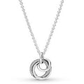 Encircled sterling silver necklace with clear cubic zirconia pendant 391455C01-60