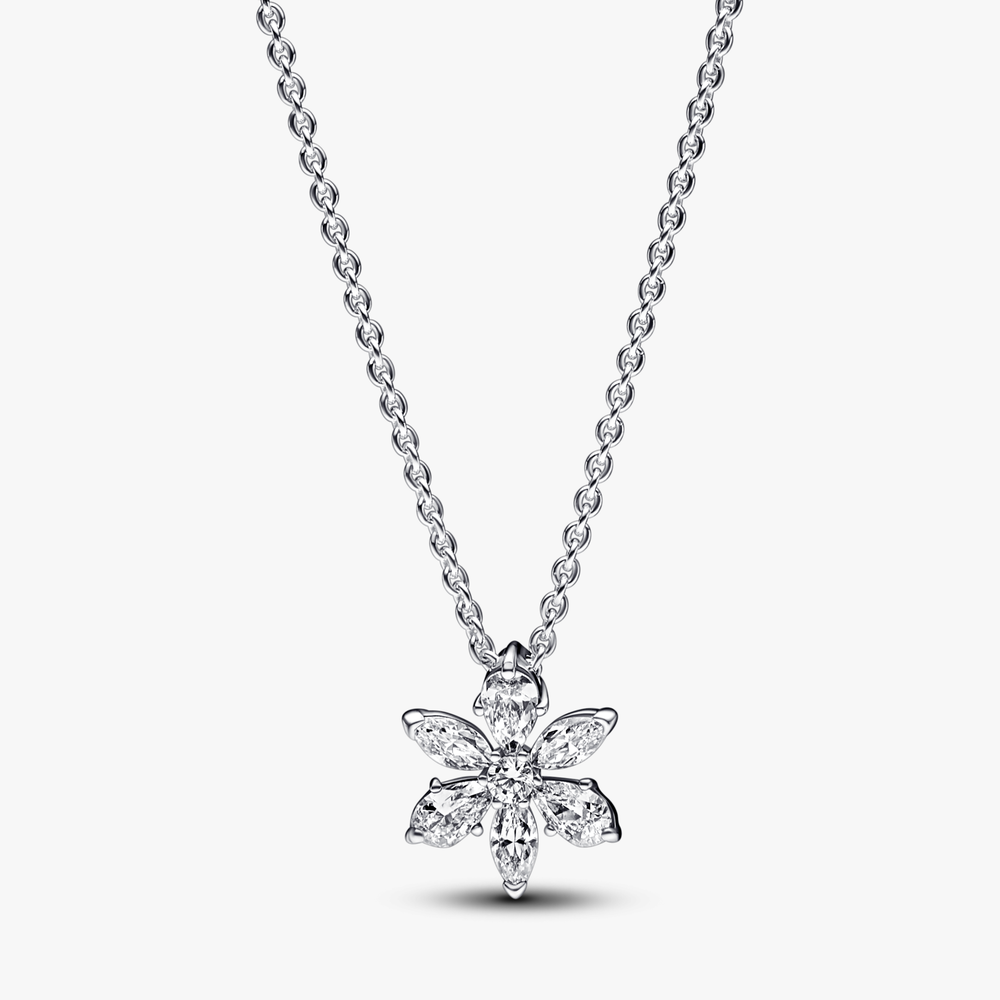 Herbarium cluster sterling silver collier with clear cubic zirconia 392387C01-45 (High Resolution)