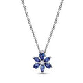 Herbarium cluster sterling silver collier with princess blue crystal and clear cubic zirconia 392387C02-45