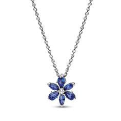 Herbarium cluster sterling silver collier with princess blue crystal and clear cubic zirconia 392387C02-45