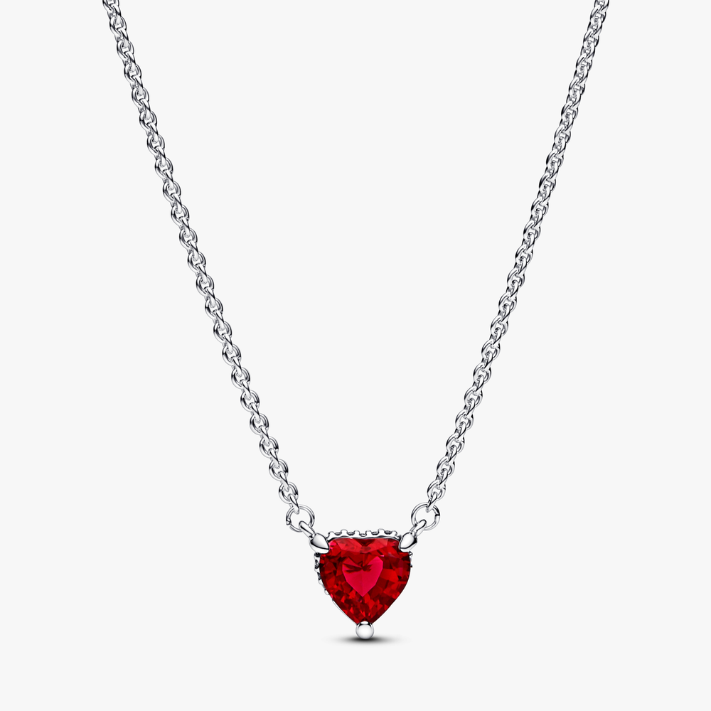 Heart sterling silver collier with cherr 392542C01-45 (High Resolution)