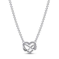 Infinity heart sterling silver necklace with clear cubic zirconia 392666C01-50