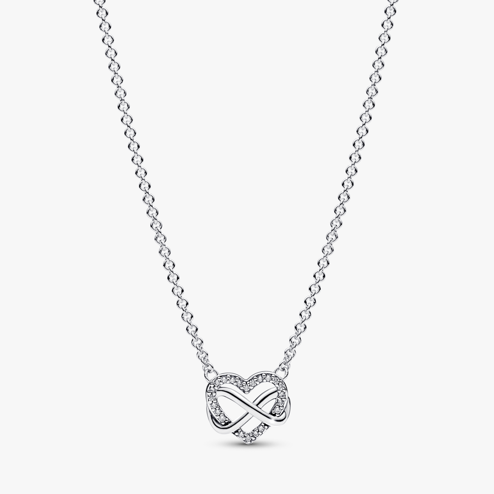 Infinity heart sterling silver necklace with clear cubic zirconia 392666C01-50 (High Resolution)