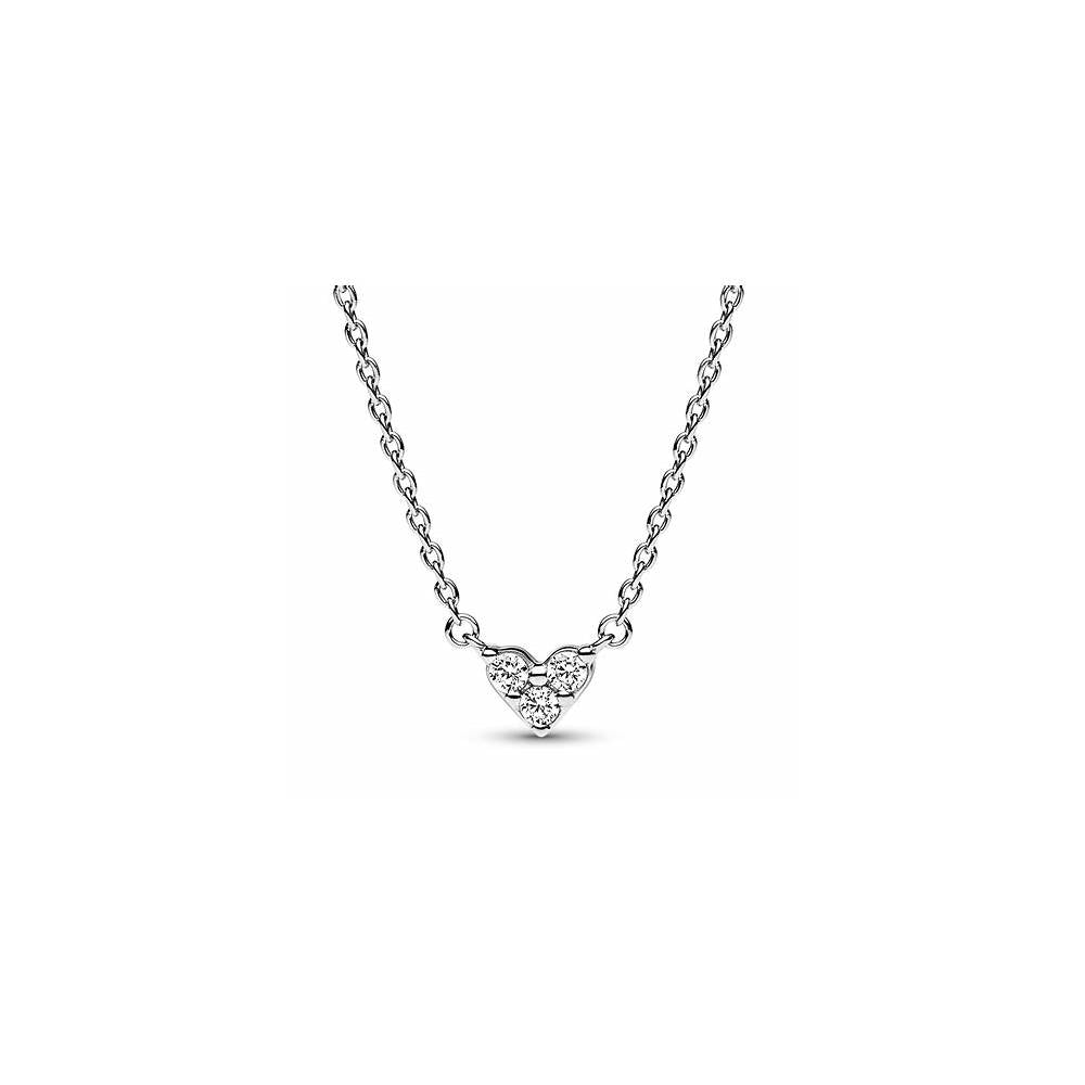 Heart sterling silver collier with clear cubic zirconia 393014C01-45 (High Resolution)