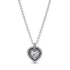 Heart sterling silver collier with clear cubic zirconia 393099C01-45