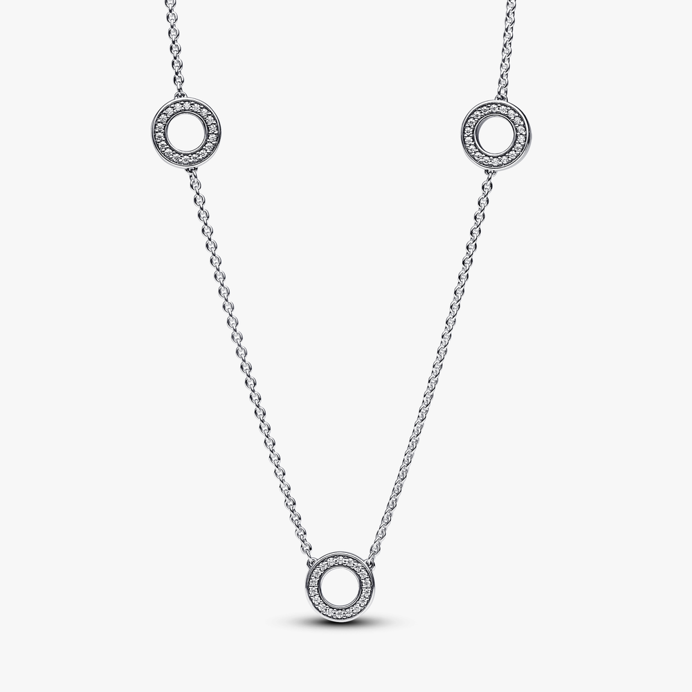 Sterling silver necklace with clear cubi 393162C01-50 (High Resolution)