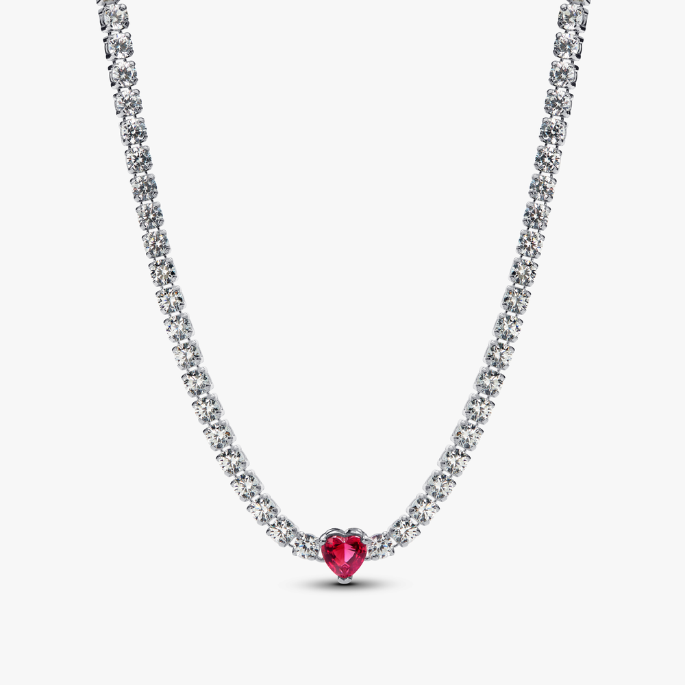 Heart sterling silver choker necklace wi 393549C01-40 (High Resolution)