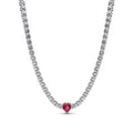 Heart sterling silver choker necklace wi 393549C01-40