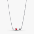 Heart arrow sterling silver pendant necklace with red Murano glass and clear cubic zirconia 393669C01-50 (High Resolution)