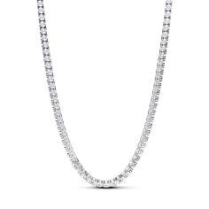 Sterling silver choker with clear cubic zirconia and sliding clasp 393806C01-40
