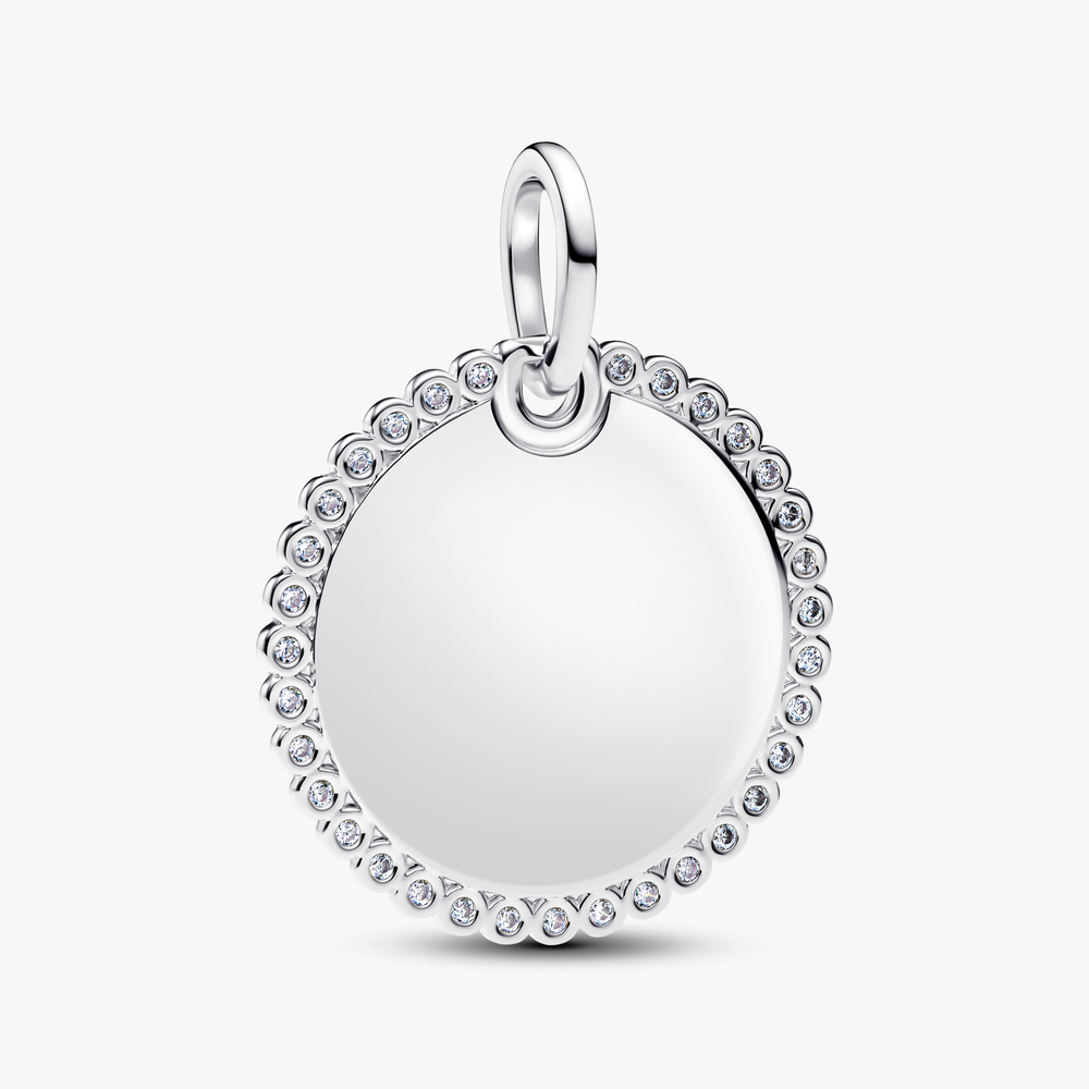 Engravable round sterling silver pendant 394007C01 (High Resolution)