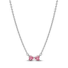 Bow sterling silver collier with fancy pink and clear cubic zirconia 394235C01-45