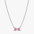 Bow sterling silver collier with fancy pink and clear cubic zirconia 394235C01-45 (High Resolution)