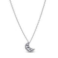 Moon sterling silver pendant necklace with clear cubic zirconia 394259C01-50