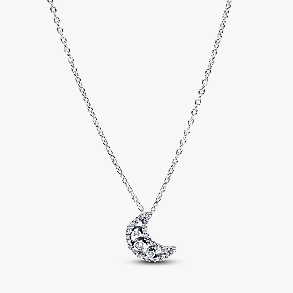 Moon sterling silver pendant necklace with clear cubic zirconia 394259C01-50 (High Resolution)