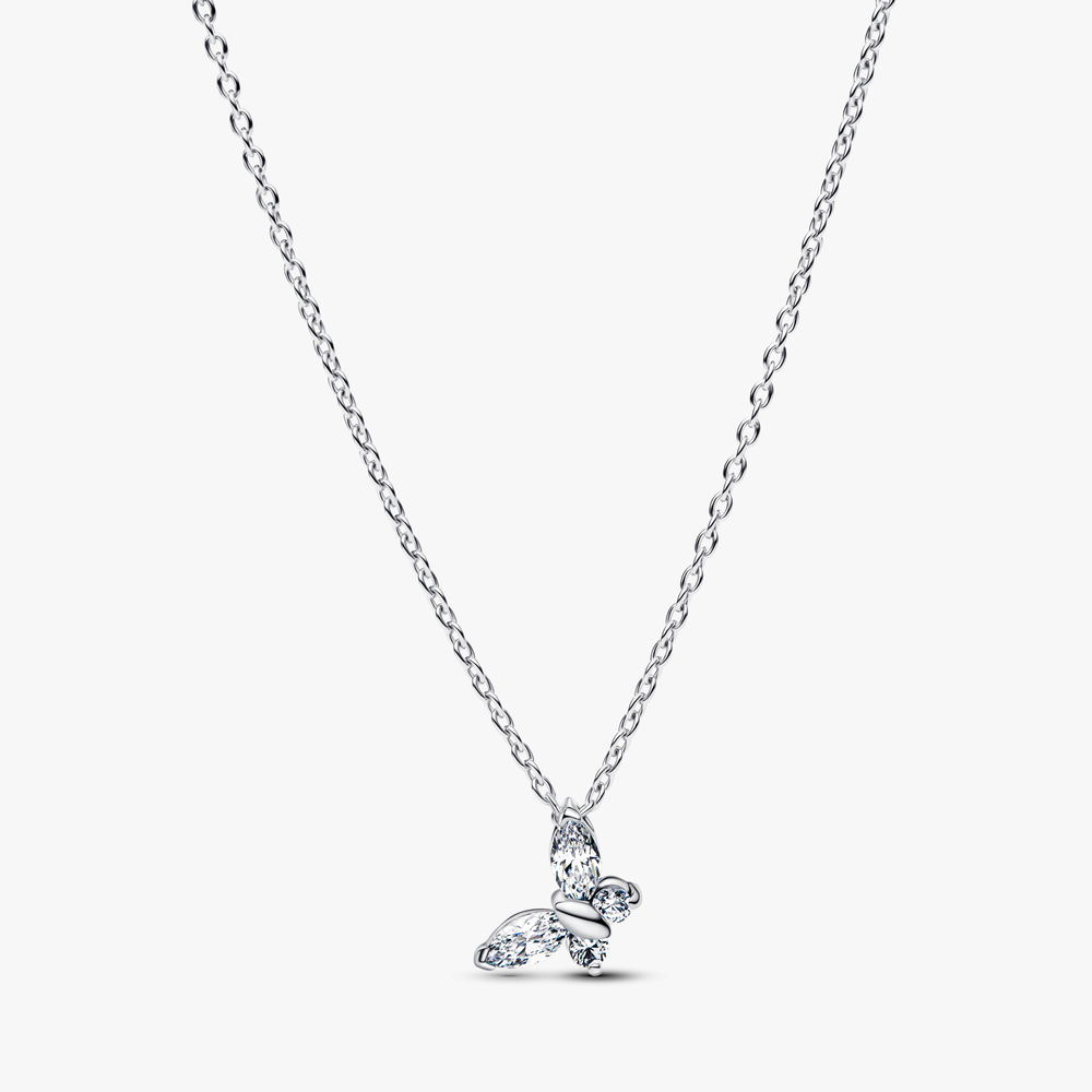 Butterfly sterling silver collier with clear cubic zirconia 394266C01-45 (High Resolution)