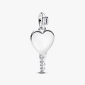 Engravable heart key sterling silver pendant with (High Resolution)