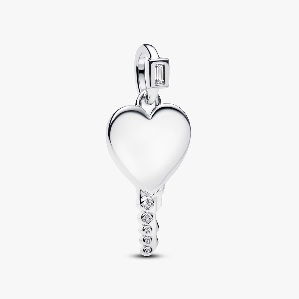 Engravable heart key sterling silver pendant with (High Resolution)