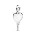 Engravable heart key sterling silver pendant with