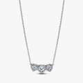 Triple heart sterling silver collier with clear cz (High Resolution)
