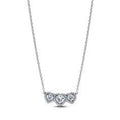 Triple heart sterling silver collier with clear cz