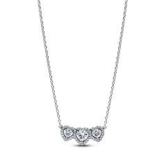 Triple heart sterling silver collier with clear cz
