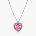 Heart sterling silver collier with fancy pink and (High Resolution)