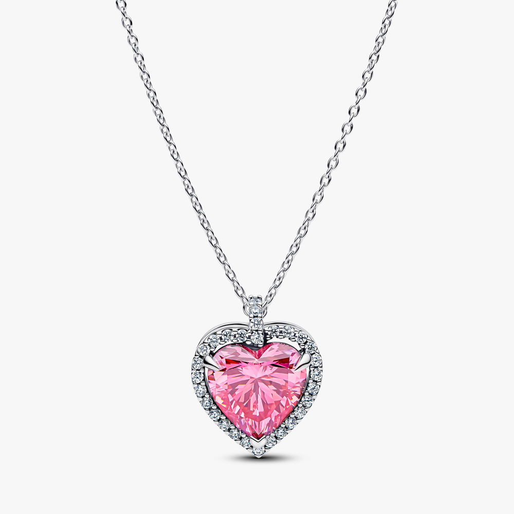 Heart sterling silver collier with fancy pink and (High Resolution)
