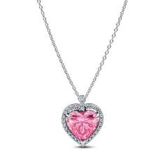 Heart sterling silver collier with fancy pink and