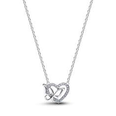 Heart and butterfly sterling silver collier with c 394477C01-45