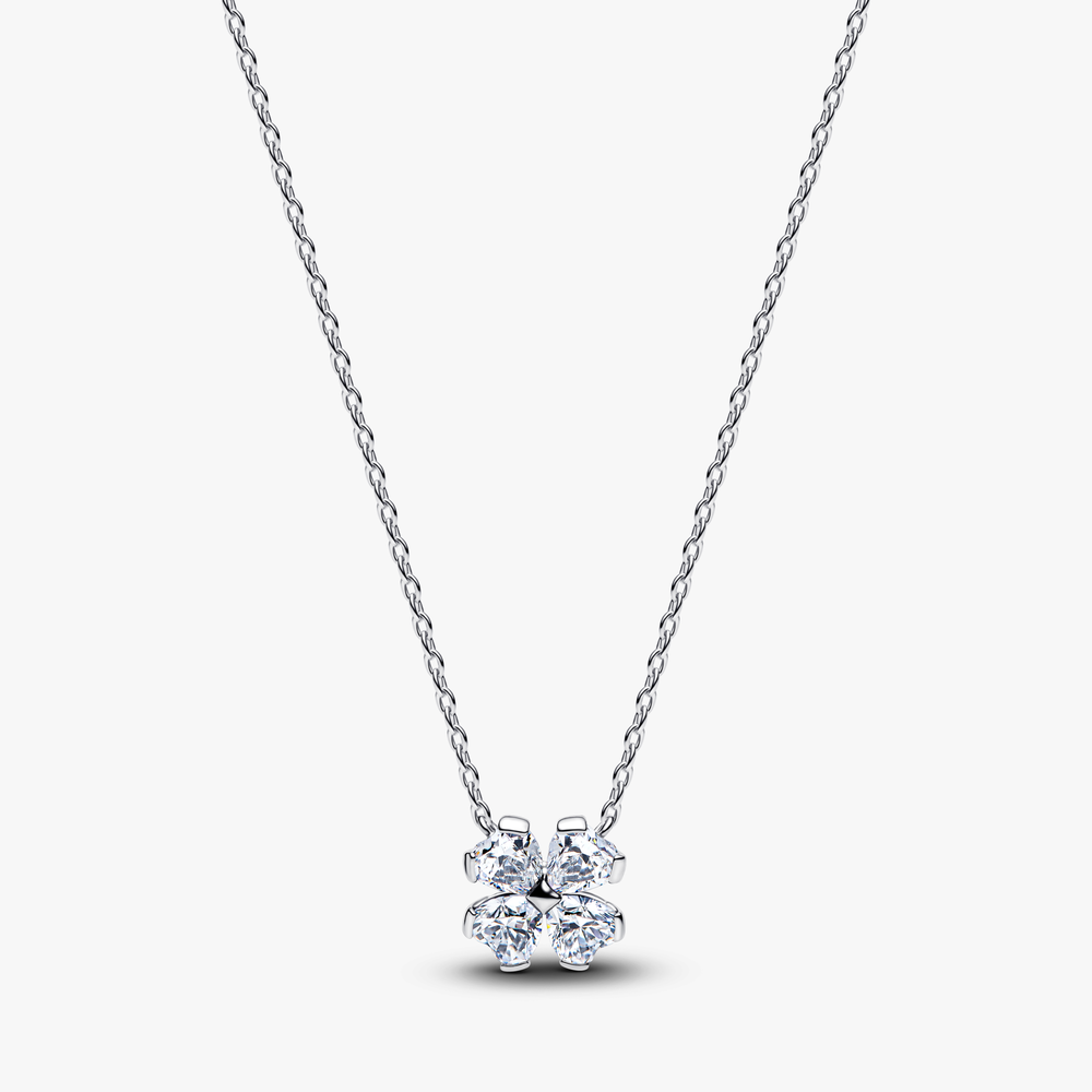 Clover sterling silver collier with clear cubic zi 394502C01-45 (High Resolution)