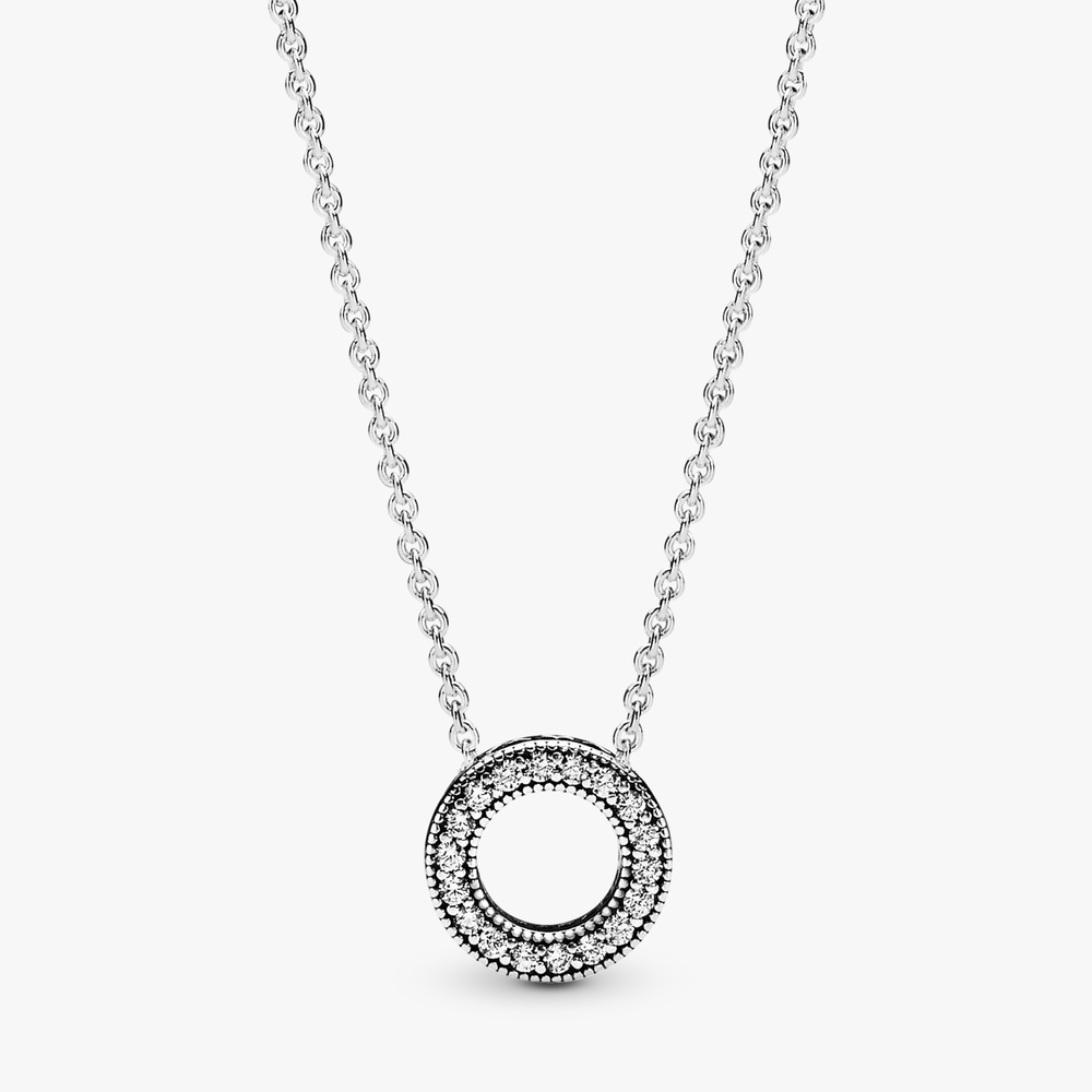 Hearts of PANDORA Small Silver Necklace Collier w CZ 397436CZ-45 (High Resolution)