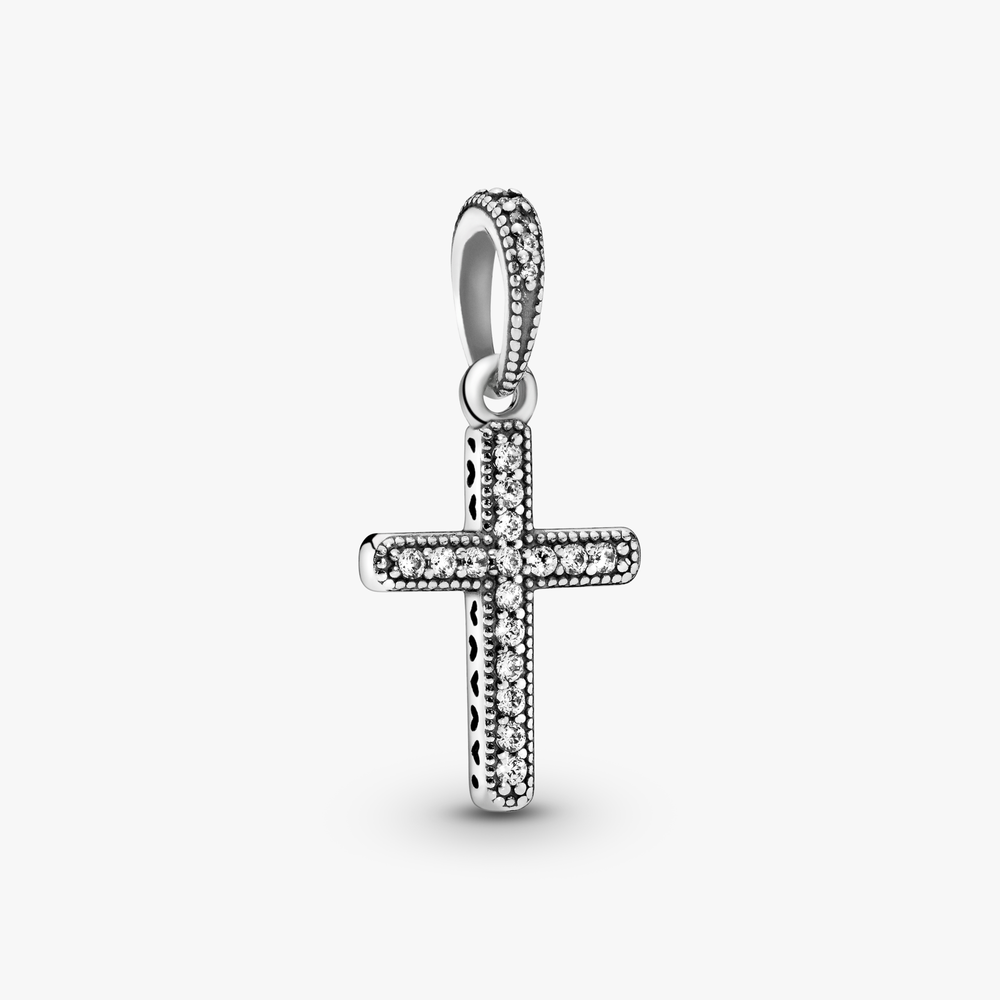 Classic Cross Silver Pendant w CZ 397571CZ (High Resolution)