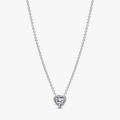 Heart Silver Collier Necklace w Clear CZ 398425C01-45 (High Resolution)