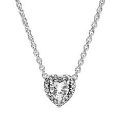 Heart Silver Collier Necklace w Clear CZ 398425C01-45
