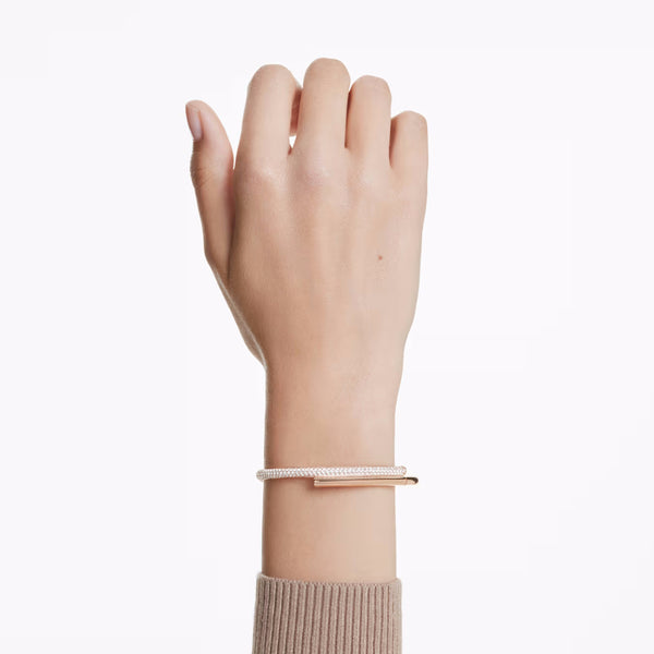 Dextera bangle Magnetic closure, White, Rose gold-tone plated